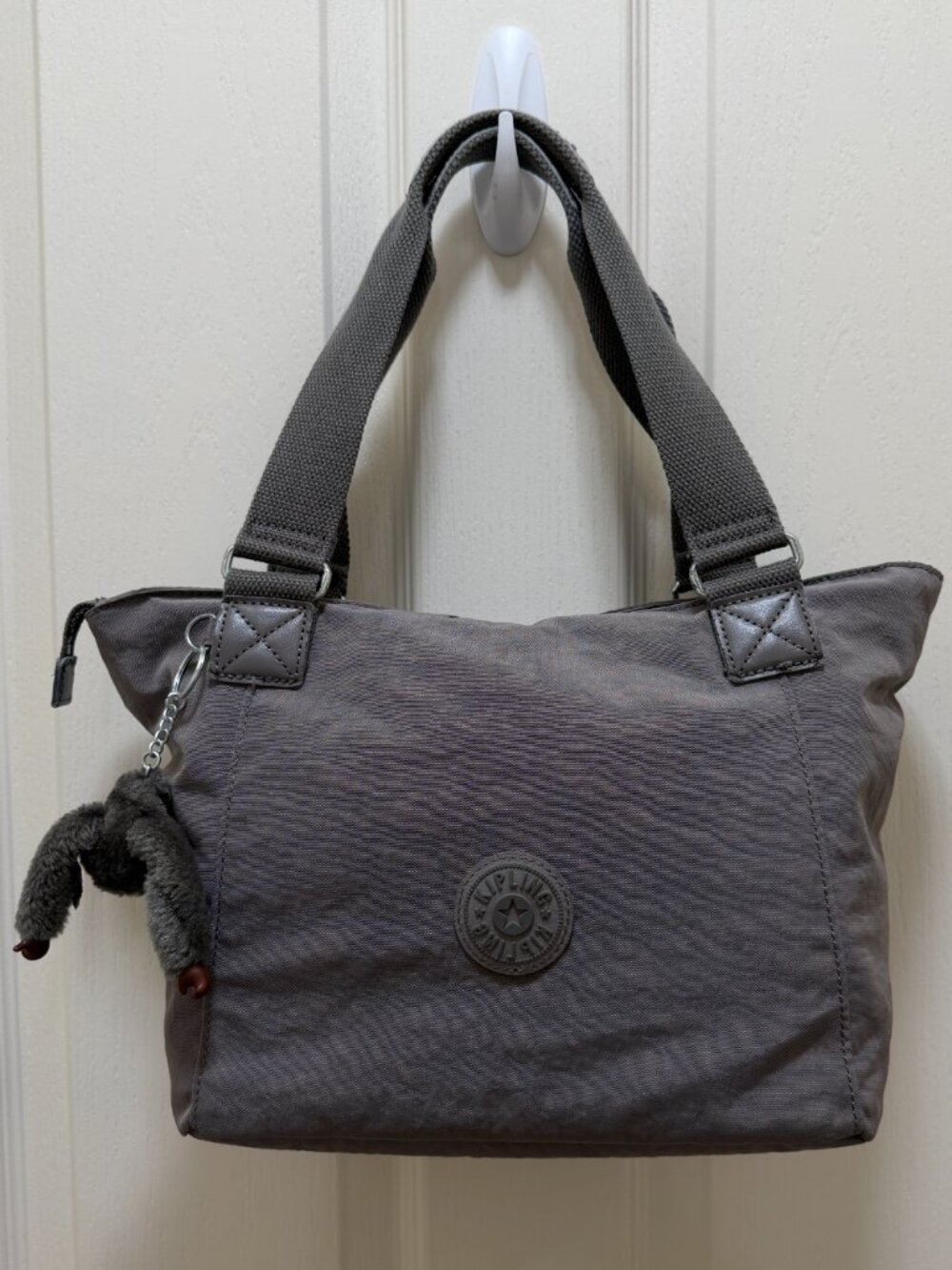 Kipling Women's Tote Bag Style TM5251-076 Gray With Polka Dot Lining lightweight